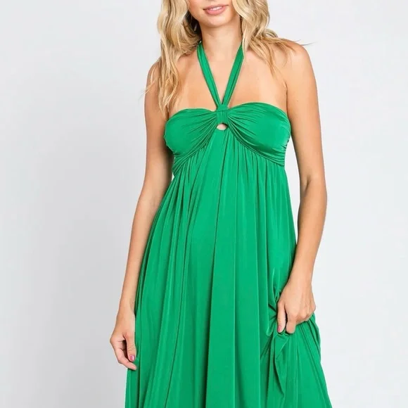 green emerald velvet dress Green Side Slit Satin Maternity Maxi Dress  PinkBlush